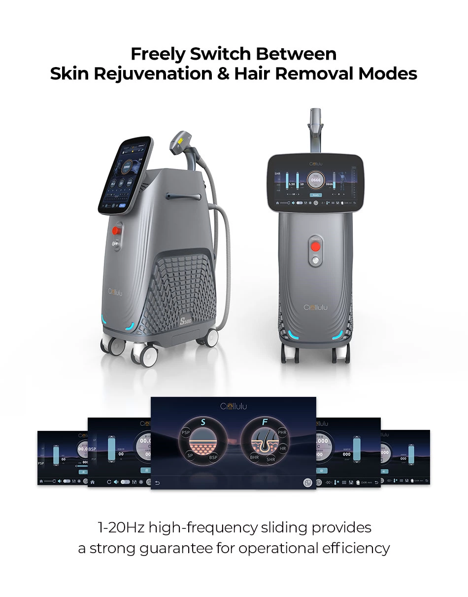  Freely Switch Between Skin Rejuvenation & Hair Removal Modes  1-20 Hz high-frequency sliding provides a strong guarantee for operational efficiency.