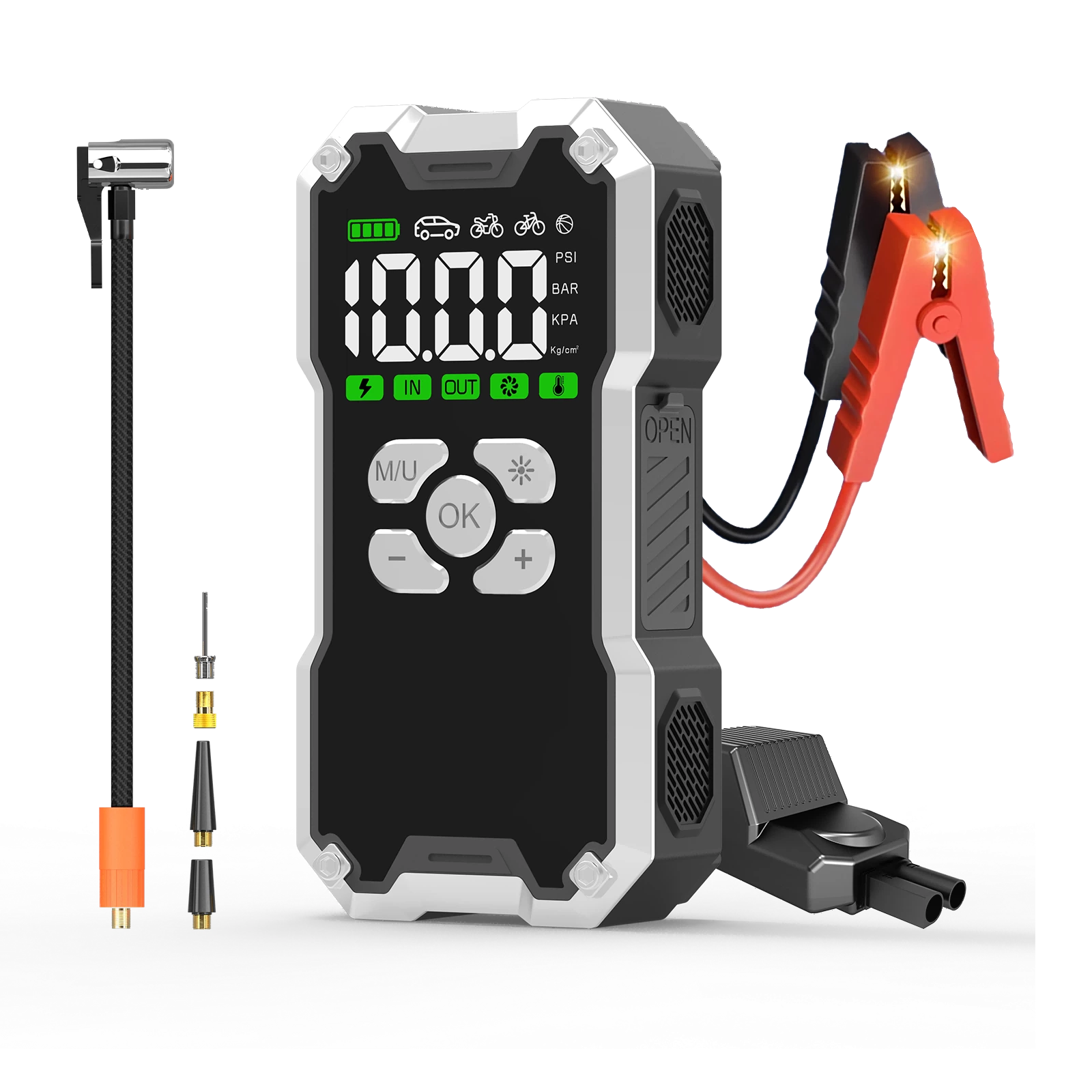 Jump Starter Air Compressor Battery Booster Power Bank Tire Inflator