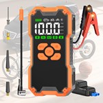Multi-Function Jump Starter Air Pump 12V High-Capacity Portable Power Pack Auto Shut-Off LCD Screen for Truck/Motorcycle Tire