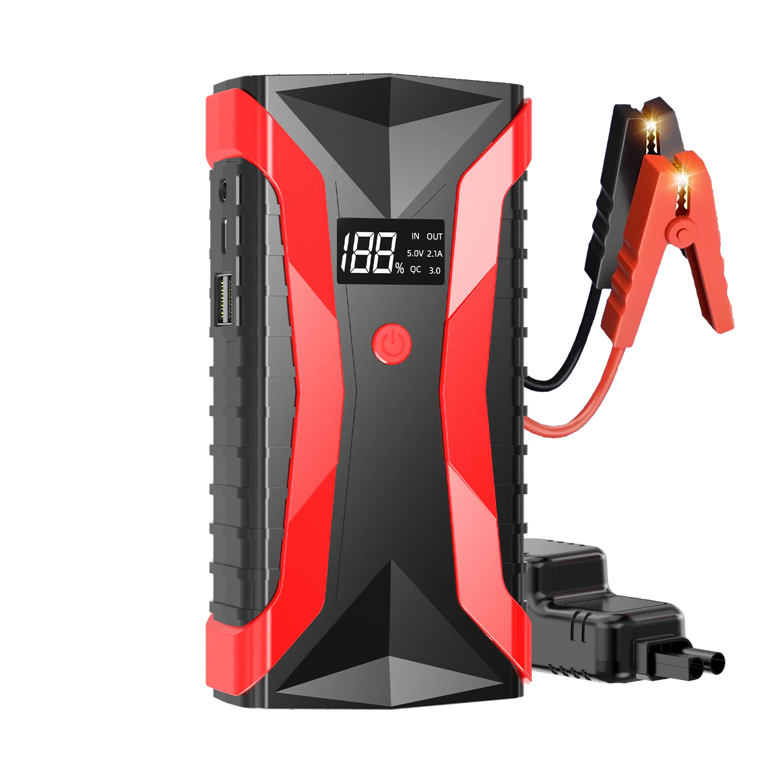 1200A Smart Jump Starter 12V Portable Car/Motorcycle Battery Booster Display USB-C Power Jumper Cables Lithium Polymer Battery