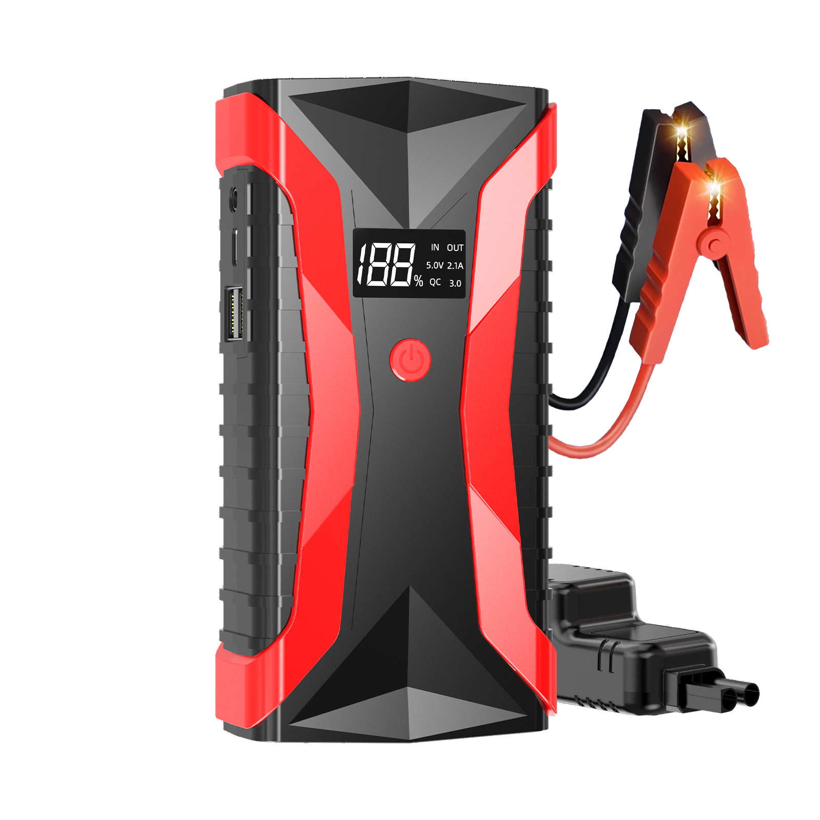 1200A Smart Jump Starter 12V Portable Car/Motorcycle Battery Booster Display USB-C Power Jumper Cables Lithium Polymer Battery