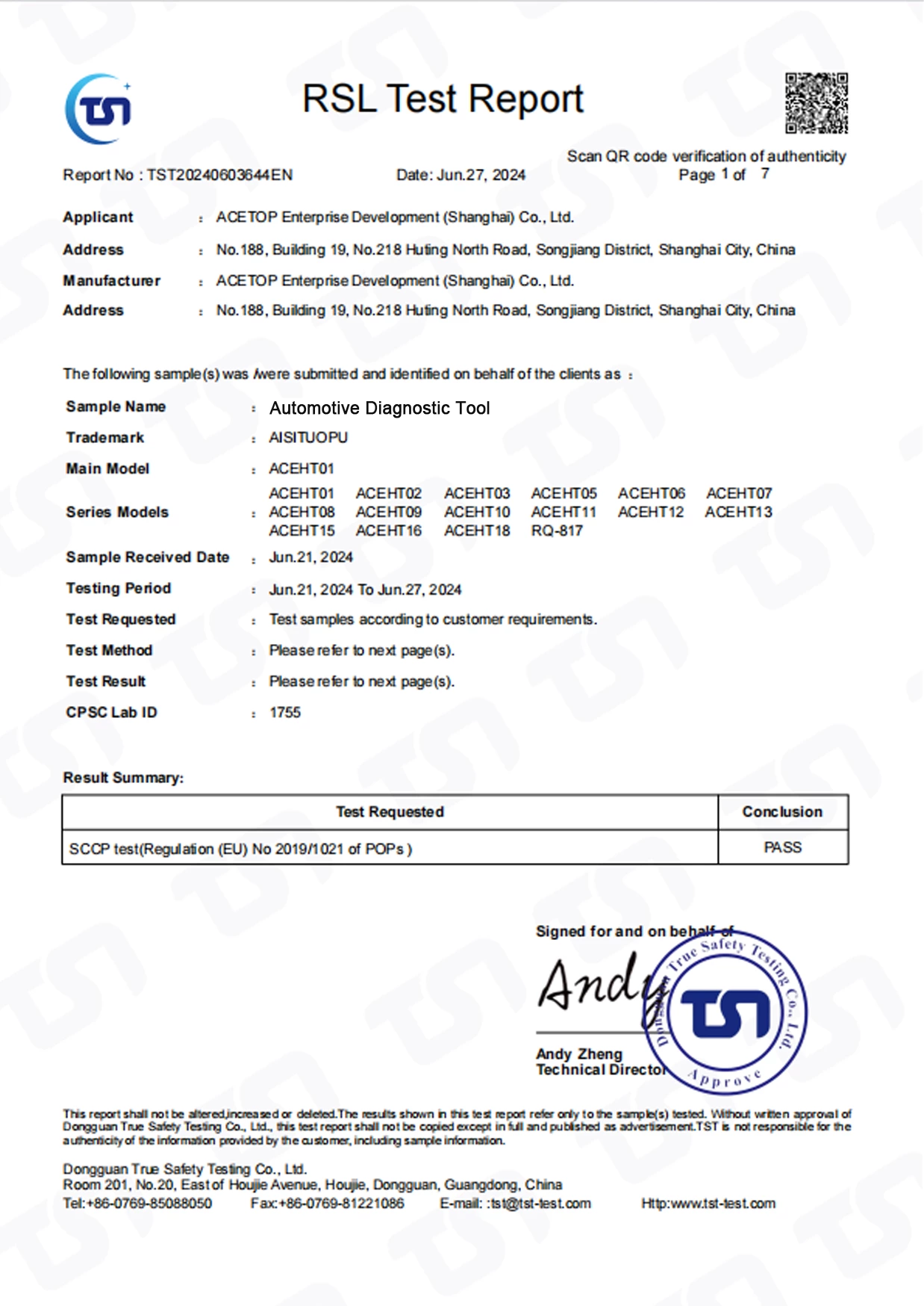 RSL Test Report