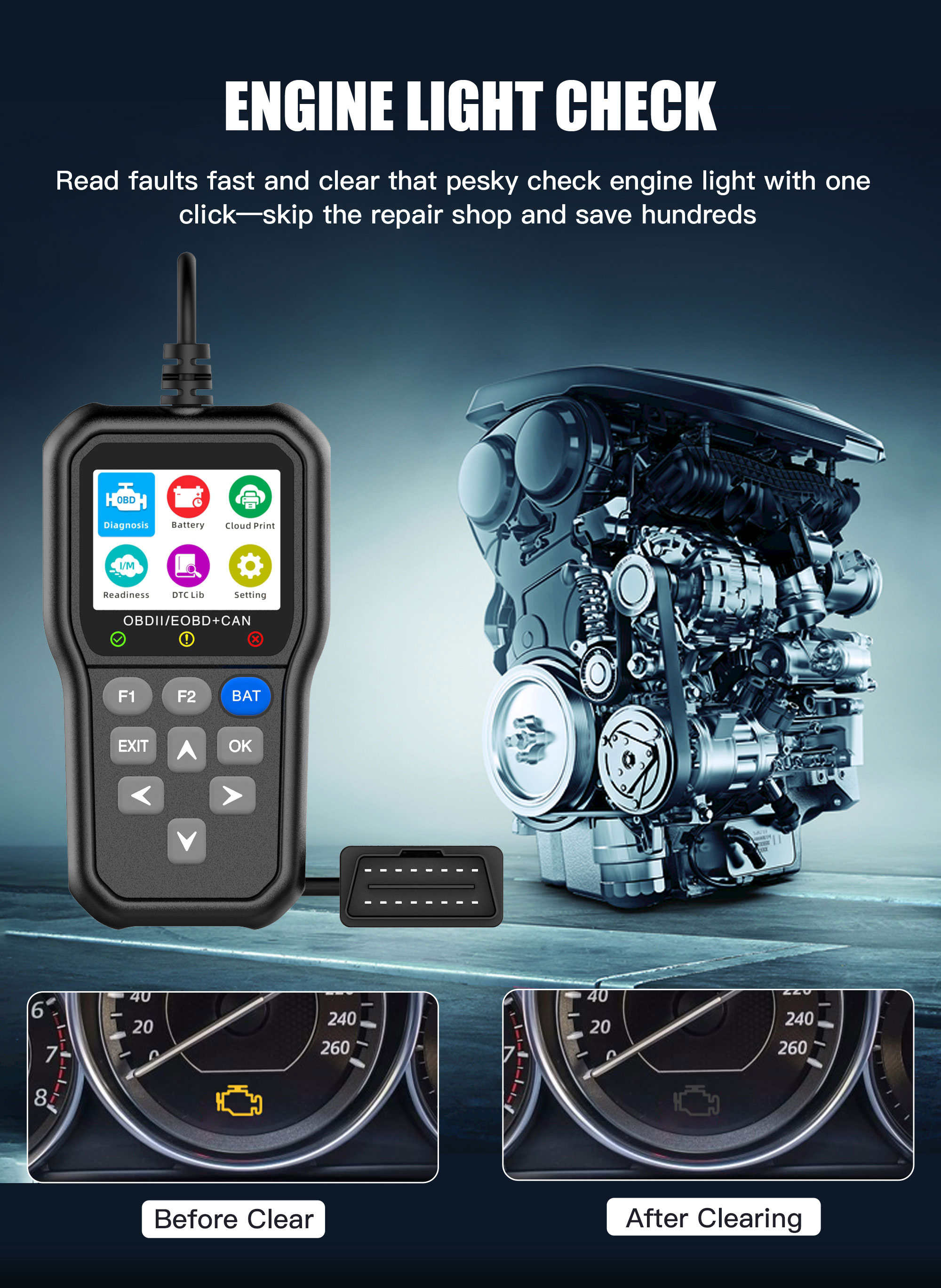 New Arrival Universal Car OBD2 Diagnostic Scanner Tool Escaner Automotriz Code Reader Engine Fault