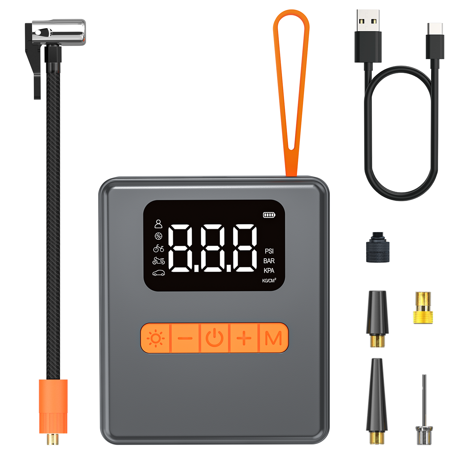 Portable Electric Air Compressor 150PSI Cordless LCD Display Flashlight 2X Tire Pump Fast Inflate CE Certified for Cars