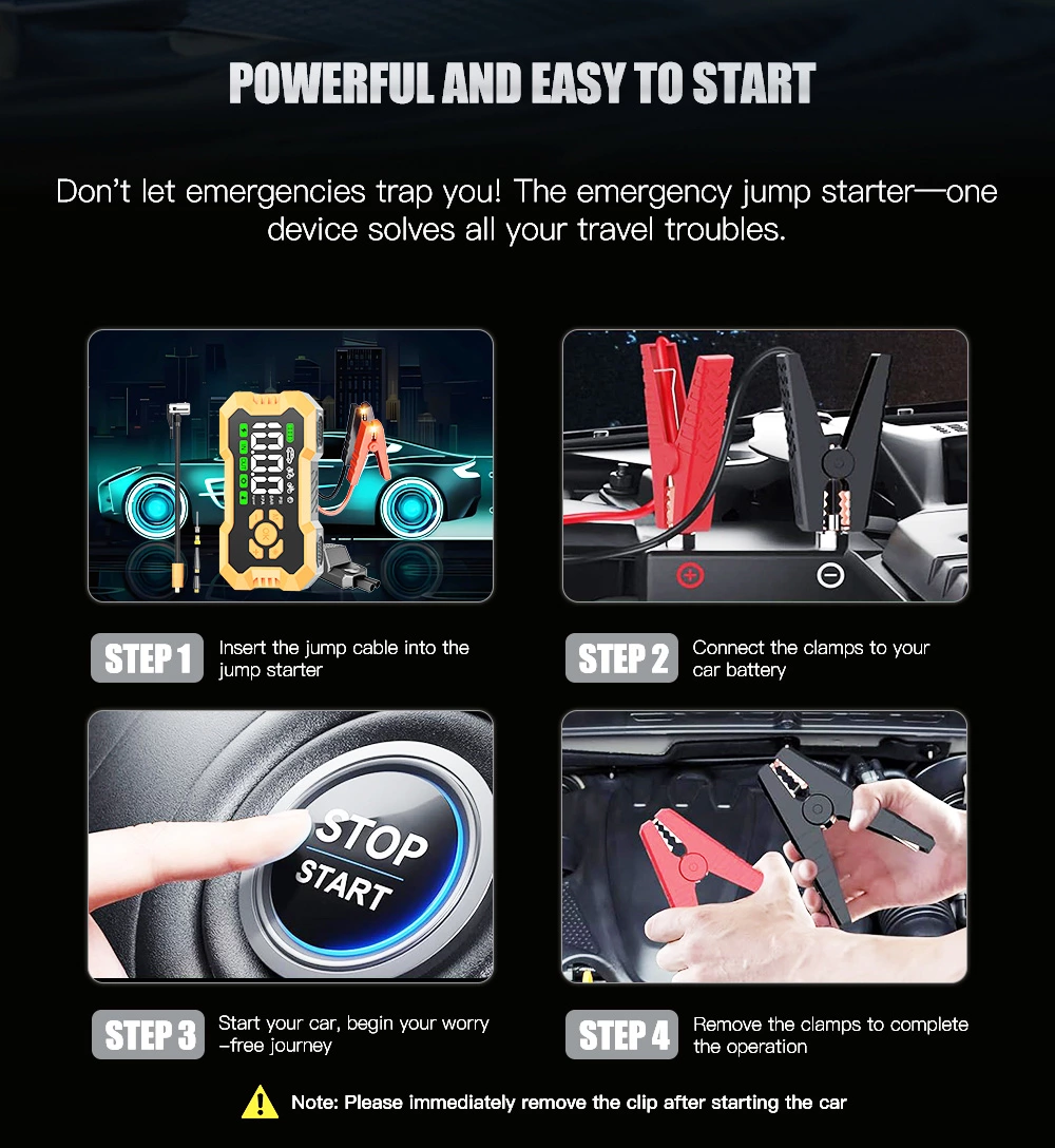 Jump Starter & Tire Inflator 150PSI Air Compressor 12V Jump Box with Auto Shut-Off