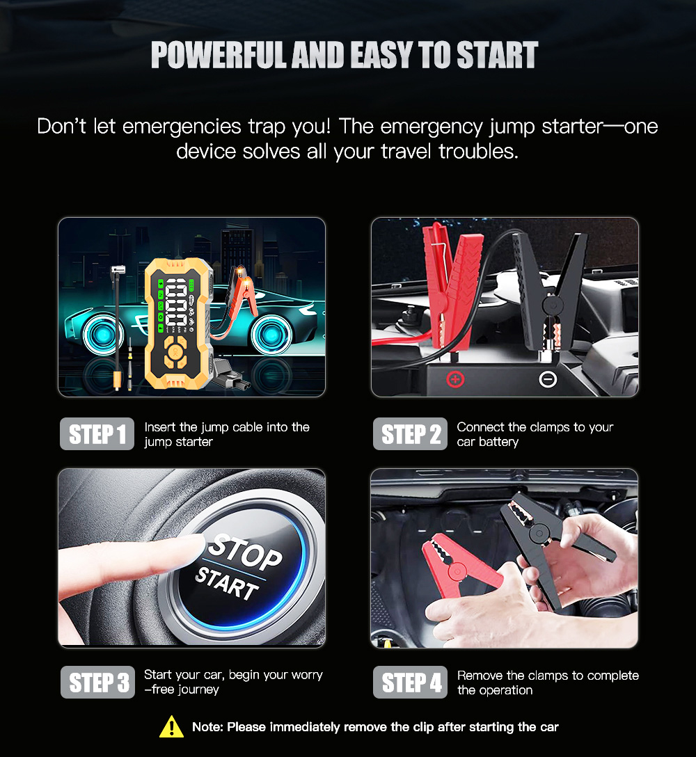 Jump Starter & Tire Inflator 150PSI Air Compressor 12V Jump Box with Auto Shut-Off