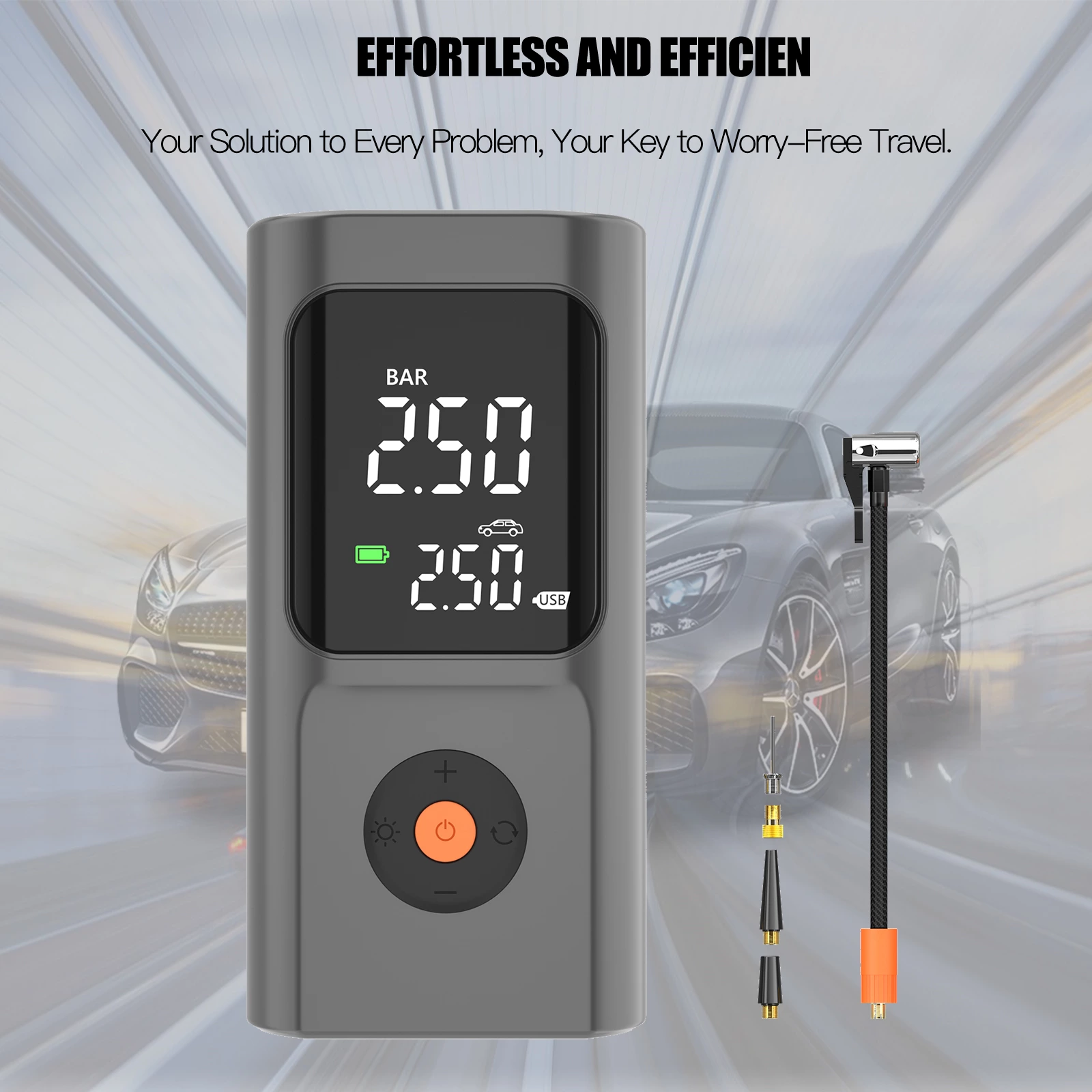 Multifunction Smart Cordless Air Pump with Power Bank LED Light for Car Bike Ball Sports Equipment Compact 150PSI Tire Inflator
