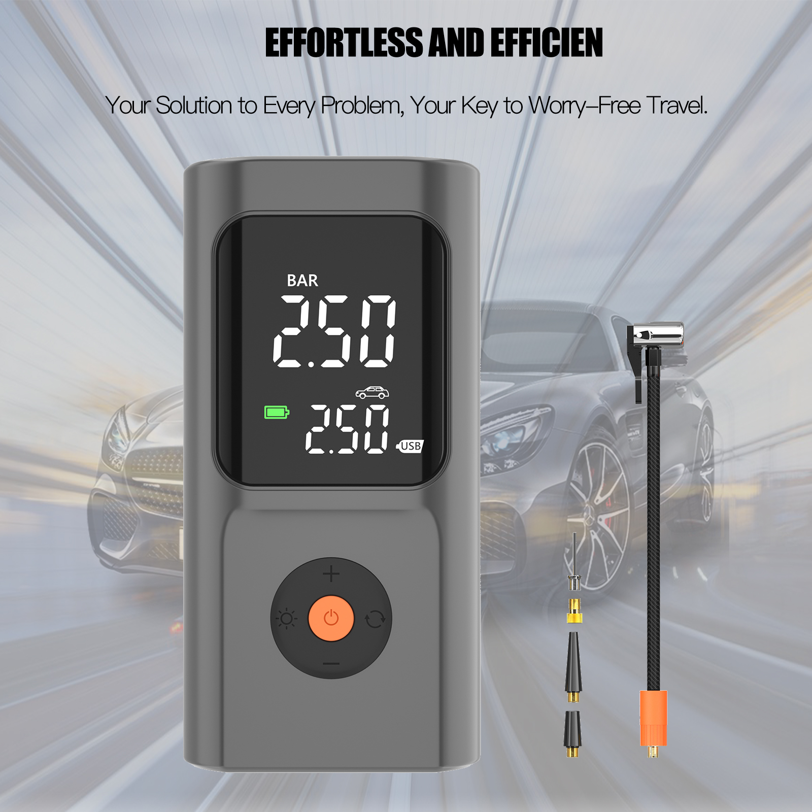 Multifunction Smart Cordless Air Pump with Power Bank LED Light for Car Bike Ball Sports Equipment Compact 150PSI Tire Inflator