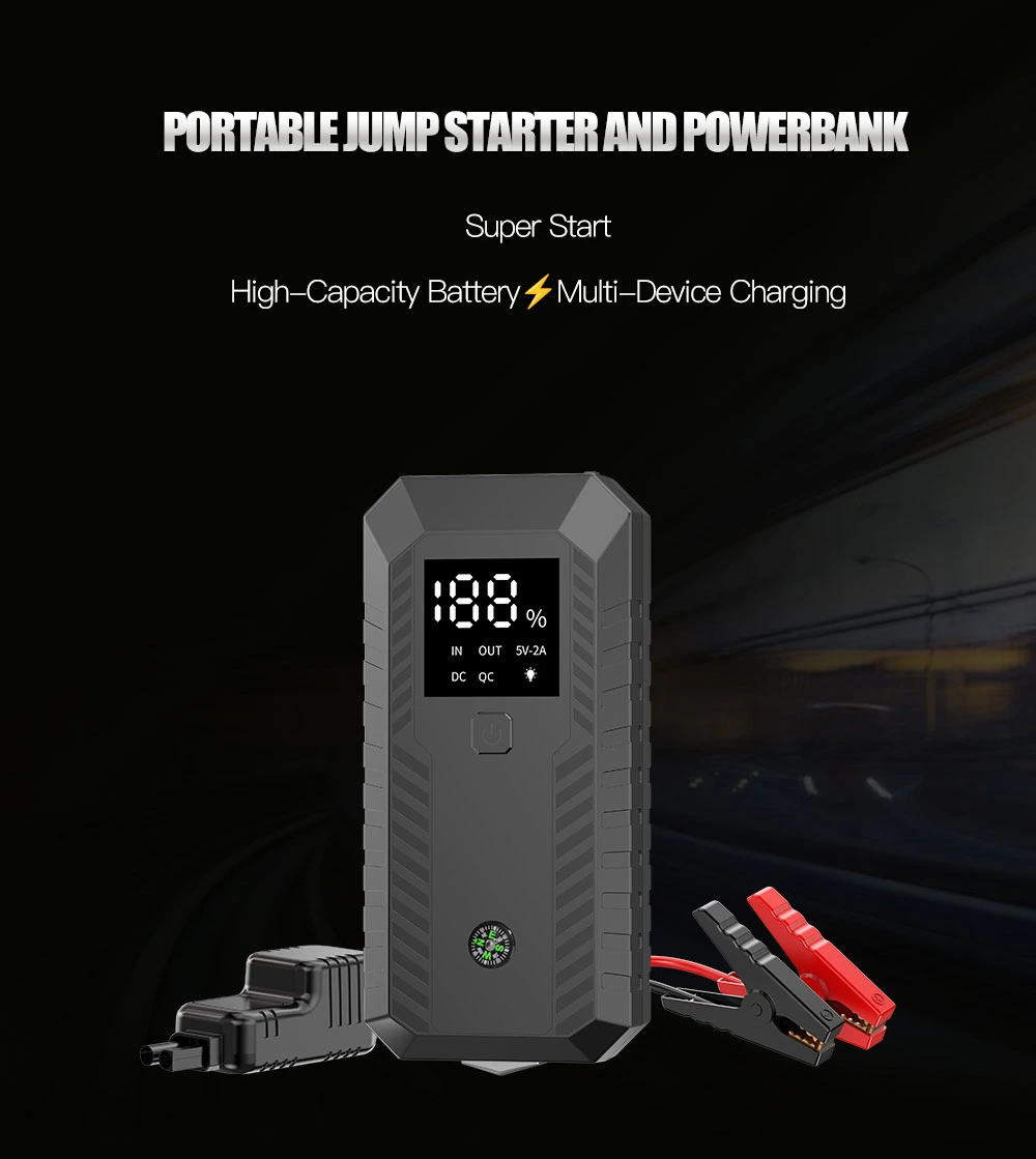 12V Portable Car Battery Jump Starter With SOS Light