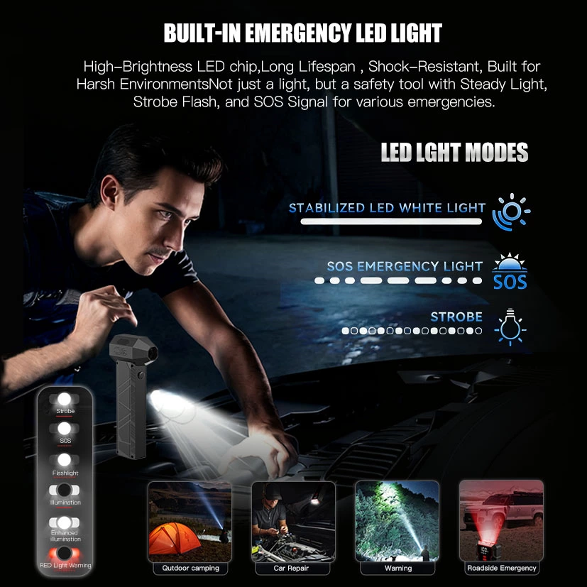 1200A Peak Current Portable Car Battery Jump Starter with Violent Fan