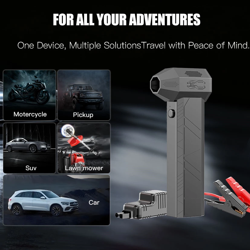 1200A Peak Current Portable Car Battery Jump Starter with Violent Fan
