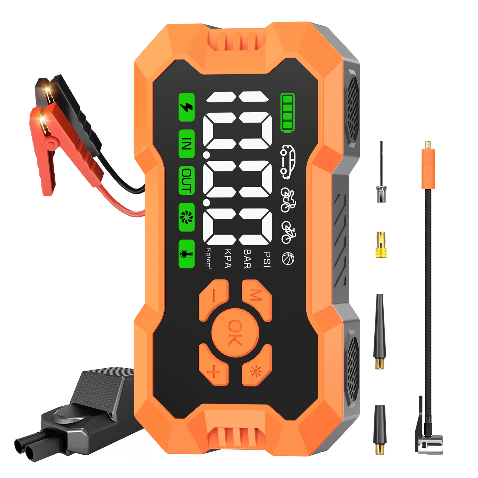 Jump Starter & Tire Inflator 150PSI Air Compressor 12V Jump Box with Auto Shut-Off