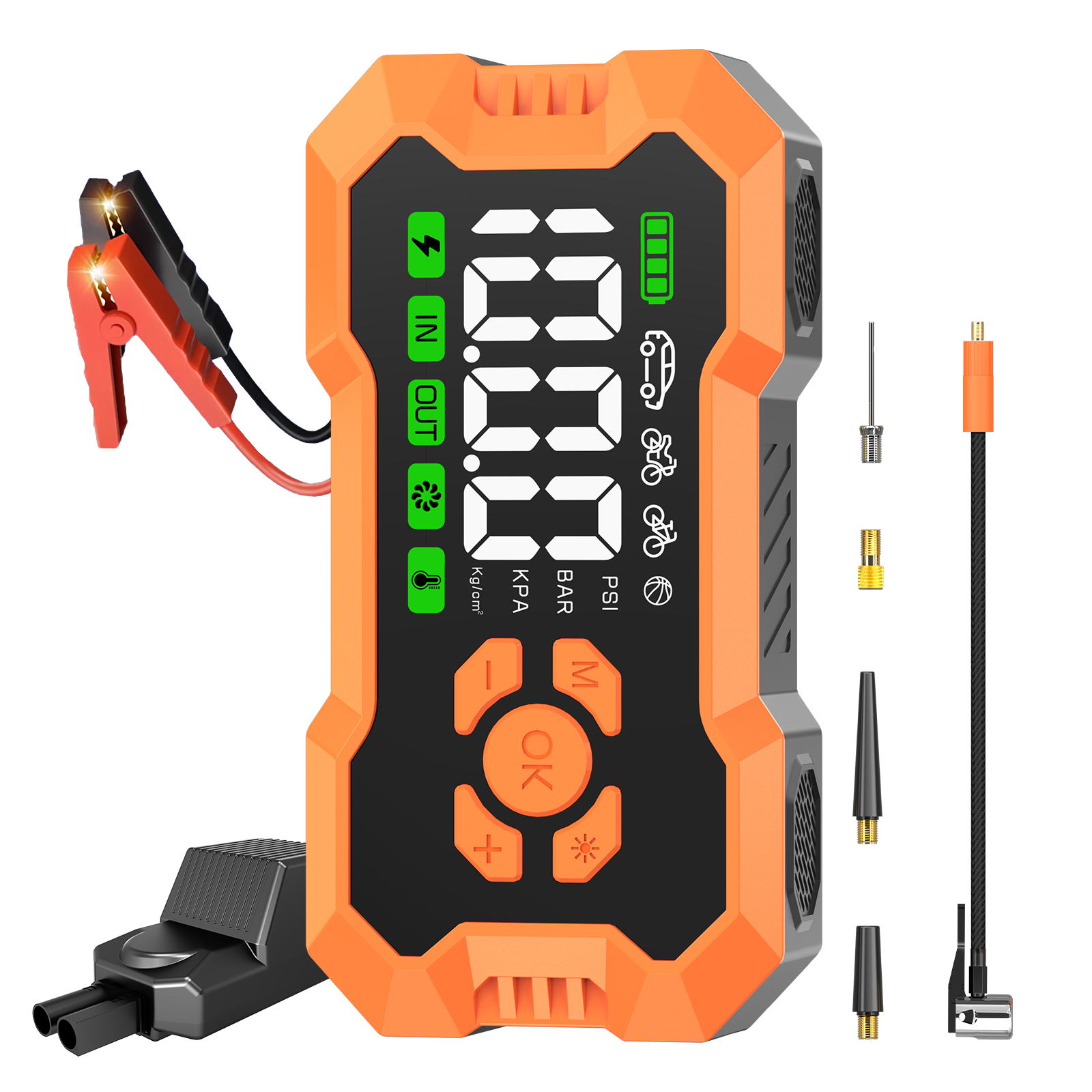 Jump Starter & Tire Inflator 150PSI Air Compressor 12V Jump Box with Auto Shut-Off