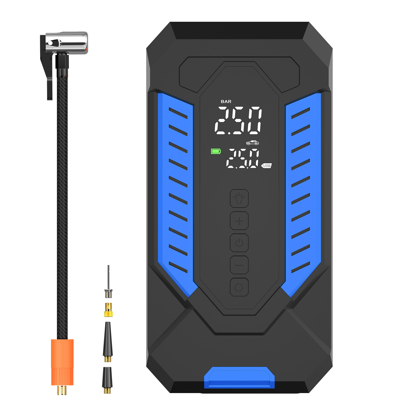 150PSI Heavy Duty Air Compressor for Car Tires, Features Auto Stop, Digital Gauge & LED Light for Emergency Use