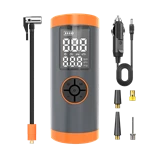 Single Cylinder Plastic Car Air Compressor LCD Digital Gauge Inflator Pump Power Bank LED Light Automatic Shut-Off Fast