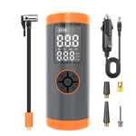 Single Cylinder Plastic Car Air Compressor LCD Digital Gauge Inflator Pump Power Bank LED Light Automatic Shut-Off Fast