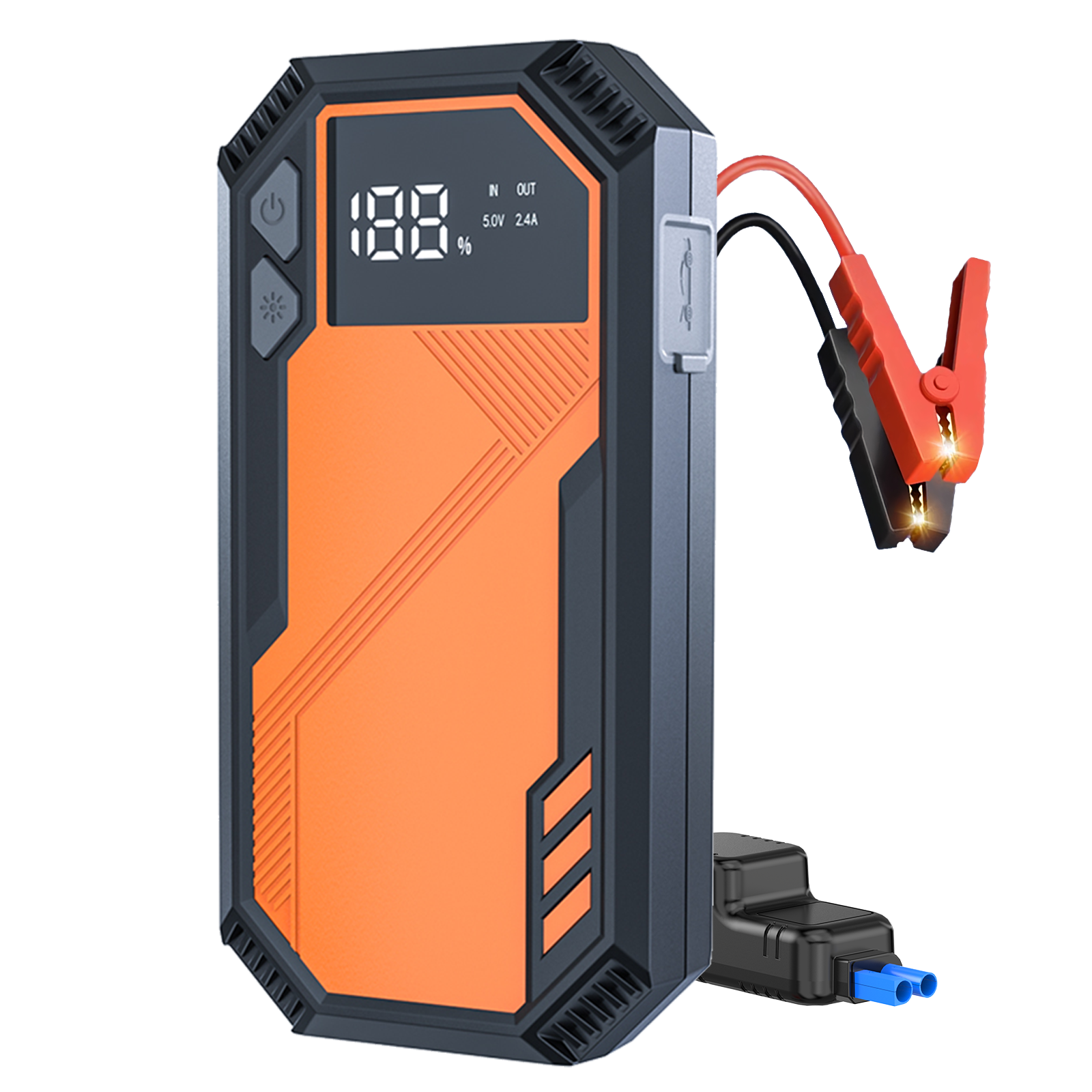 12V Booster Jump Starter Power Bank Tire Inflator SOS Light 800-1200A Peak Current for Car Truck Emergency Start Roadside