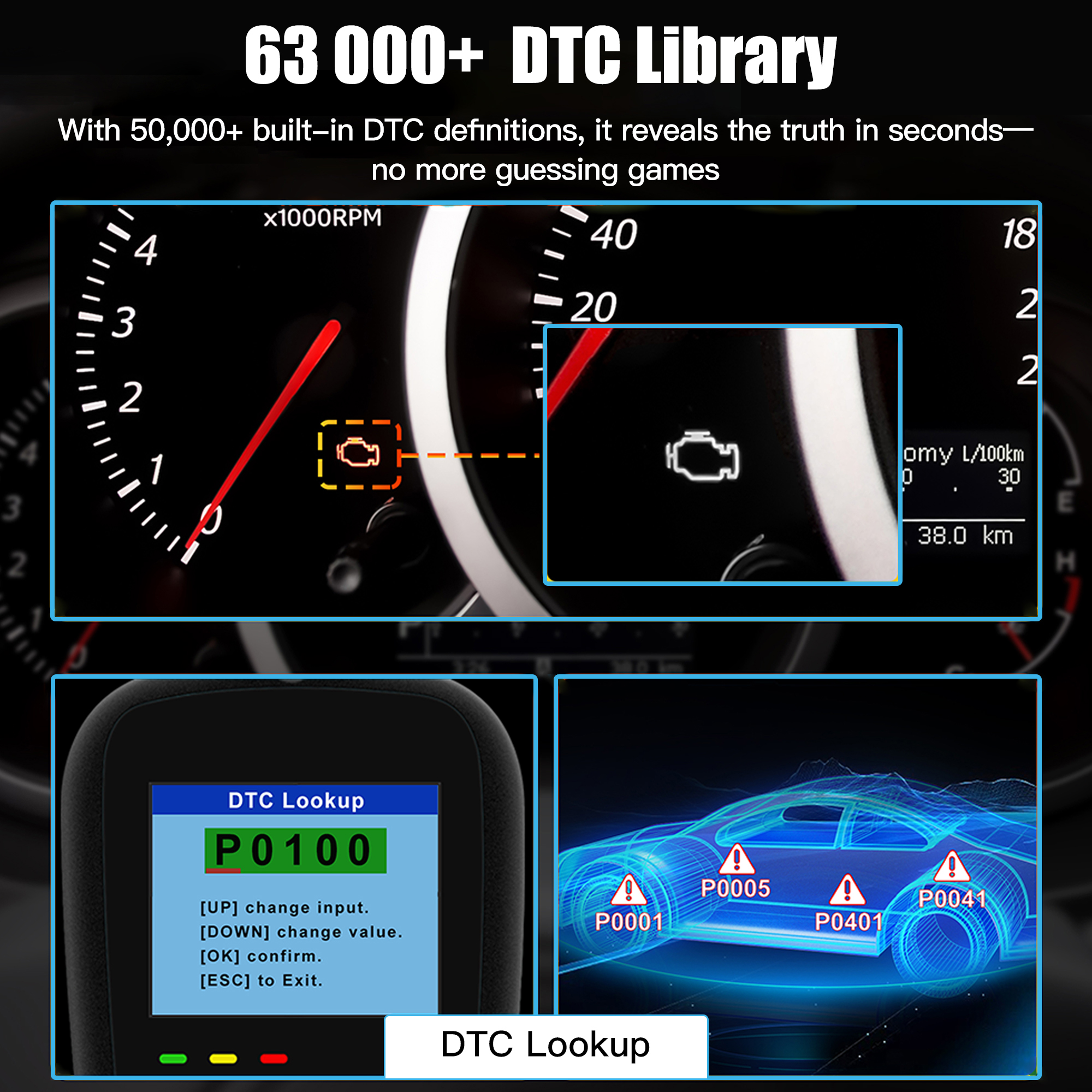 Professional OBD2 Ultra Car Scanner Universal 1 Year Warranty Read Clear Codes Engine Light Smog Check Oxygen Sensor Mode 6 Test