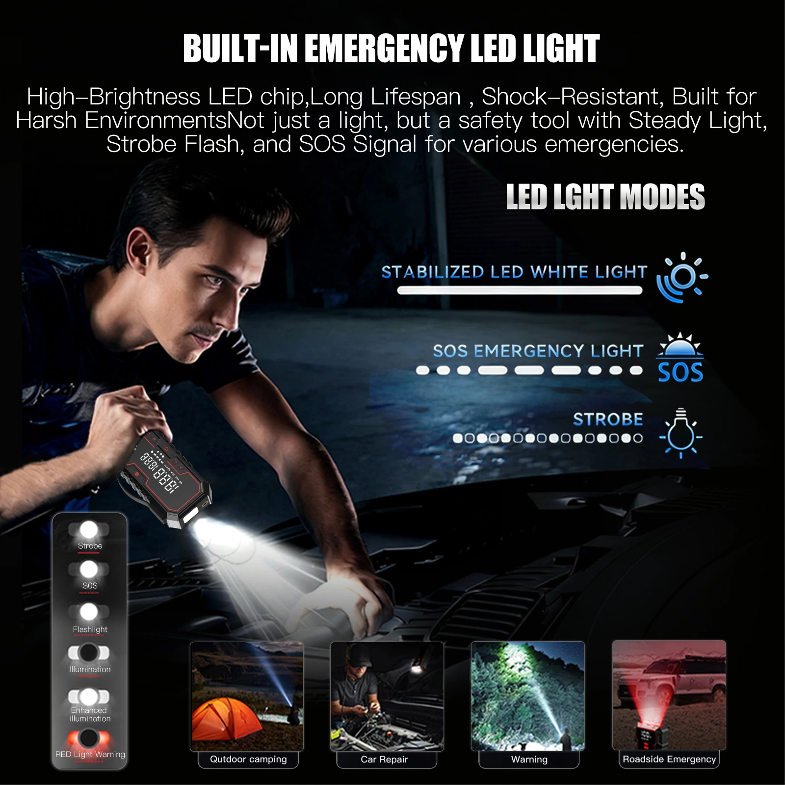 Portable Car Jump Starter Power Bank With Air Pump