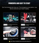 45W 1200A Peak Current Truck Jump Starter Air Compressor Battery Booster Power Bank Portable Motorcycle Truck Tire Inflator