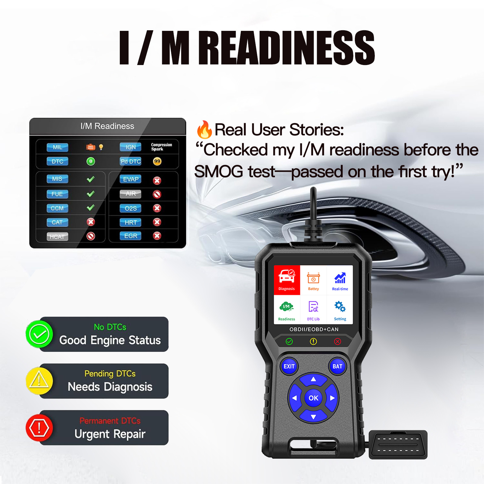 OBD2 Scanner Car Diagnostic Tool Full OBD II Universal Vehicle Fault Scan Code Reader Check Engine Light with DTC Lookup
