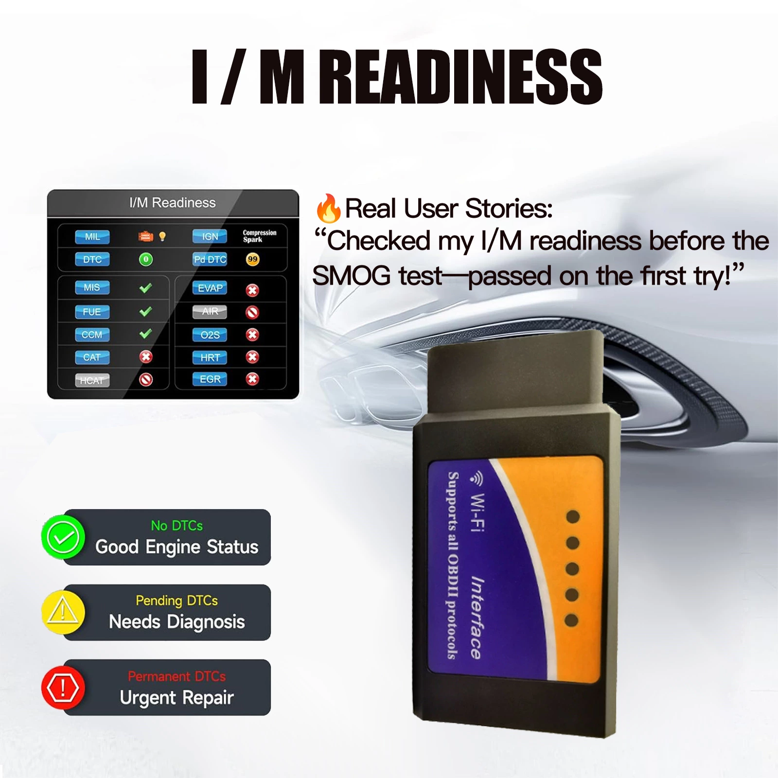 ACETOP 12V Car Diagnostic Scanner-OBD2 Scanner Car Fault Code Reader OBDII Diagnostic Tester Full OBD2 Functions WiFi Scan Tool