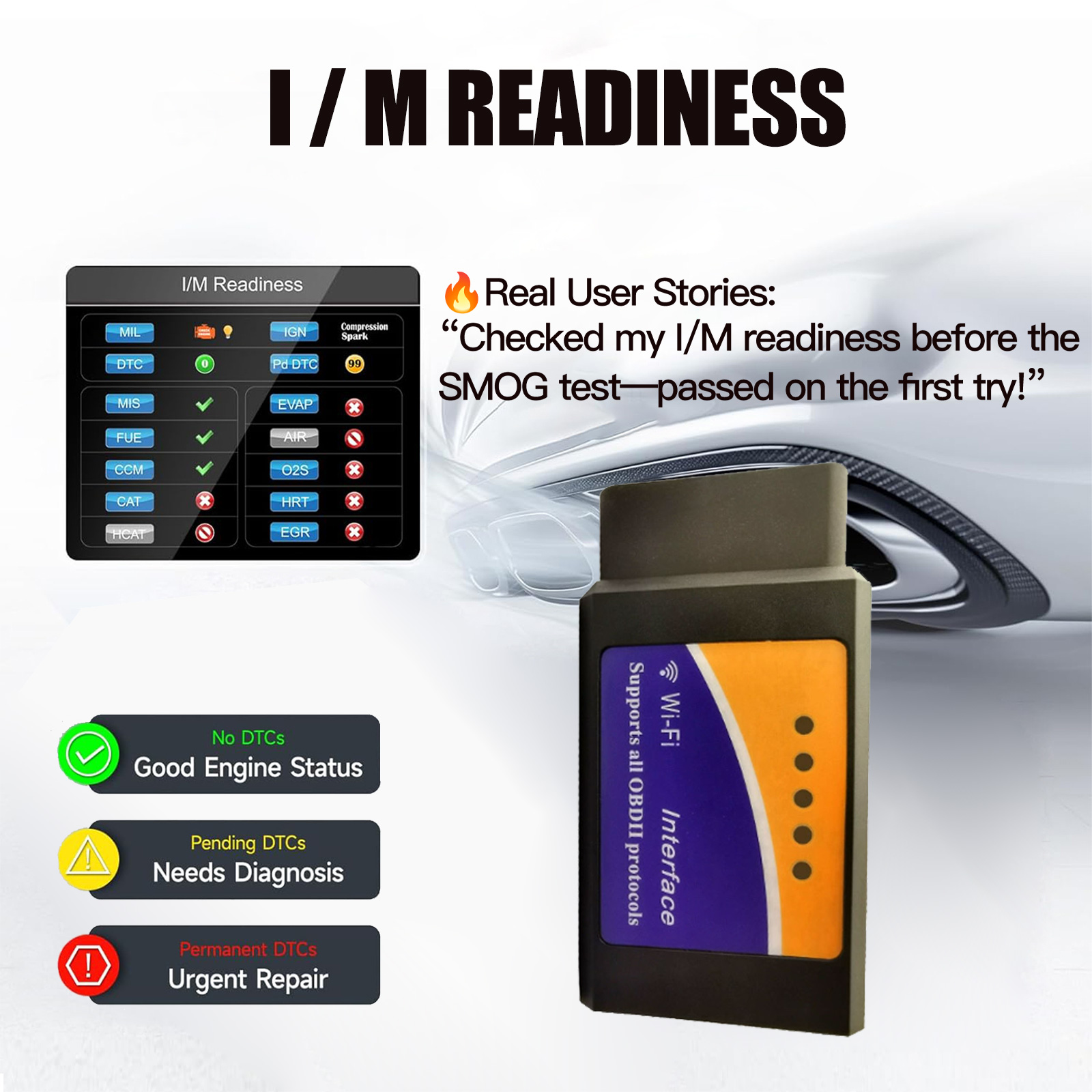 ACETOP 12V Car Diagnostic Scanner-OBD2 Scanner Car Fault Code Reader OBDII Diagnostic Tester Full OBD2 Functions WiFi Scan Tool