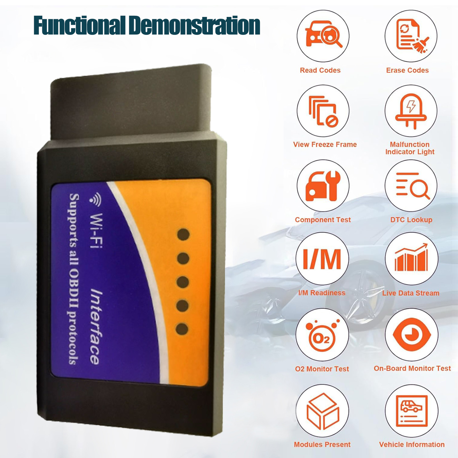 ACETOP 12V Car Diagnostic Scanner-OBD2 Scanner Car Fault Code Reader OBDII Diagnostic Tester Full OBD2 Functions WiFi Scan Tool