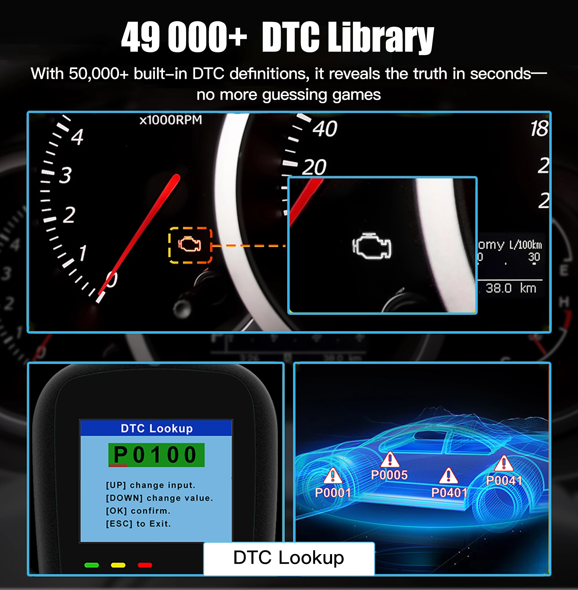EOBD/OBDII OBD2 Scanner Escaner Automotriz Scanner Vehicle Diagnostic Scanner Code Reader Car Diagnostic Tool
