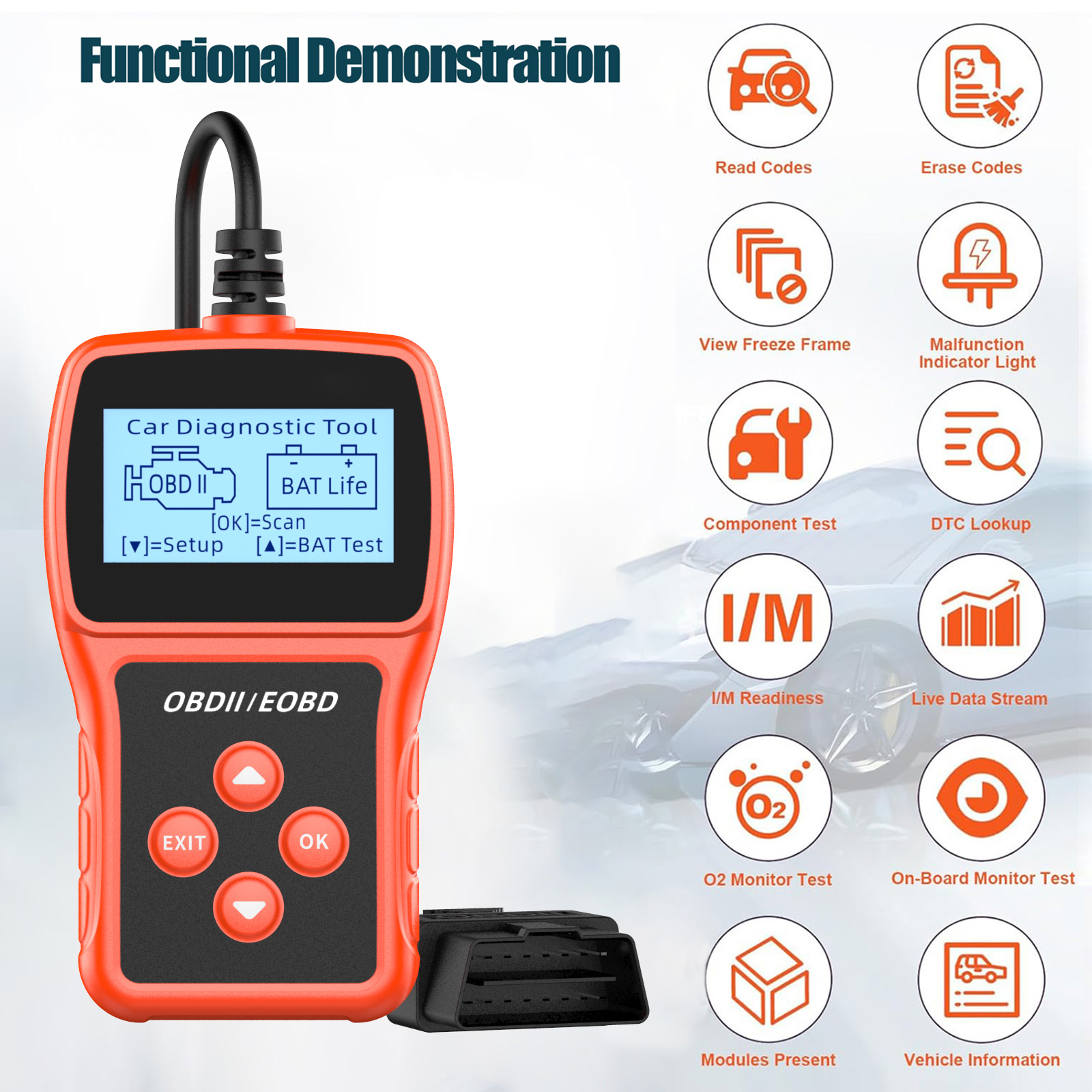 Advanced Auto OBD2 Scanner, Full System Cars OBD 2 Diagnostic Tool for Reading/Clearing Codes, Reset Engine Light, Car OBDii