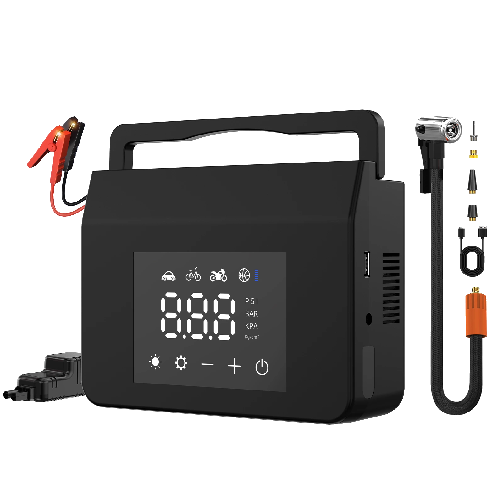 Jump Starter Air Compressor 1200A Car Battery Jump Starter for Truck SUV 150PSI Tire Inflator 12V Lithium Polymer Battery