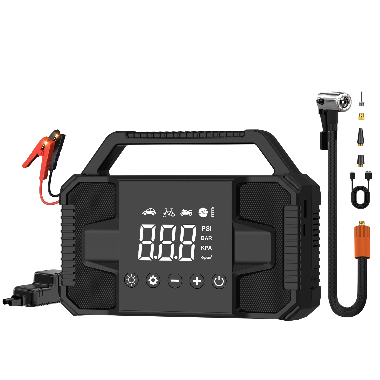 1200A Peak Current Truck Motorcycle Jump Starter Inflator Air Pump 8000mAh 60C Lithium Polymer Battery 12-24V