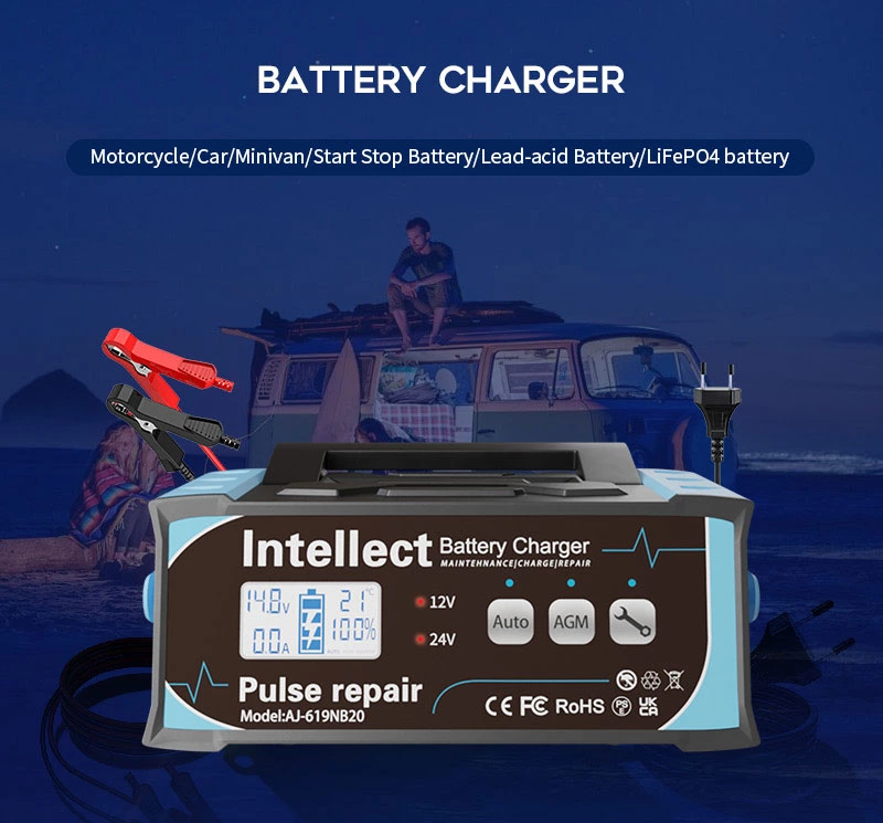 200W 12V/24V Smart Automatic Pulse Repair Battery Charger