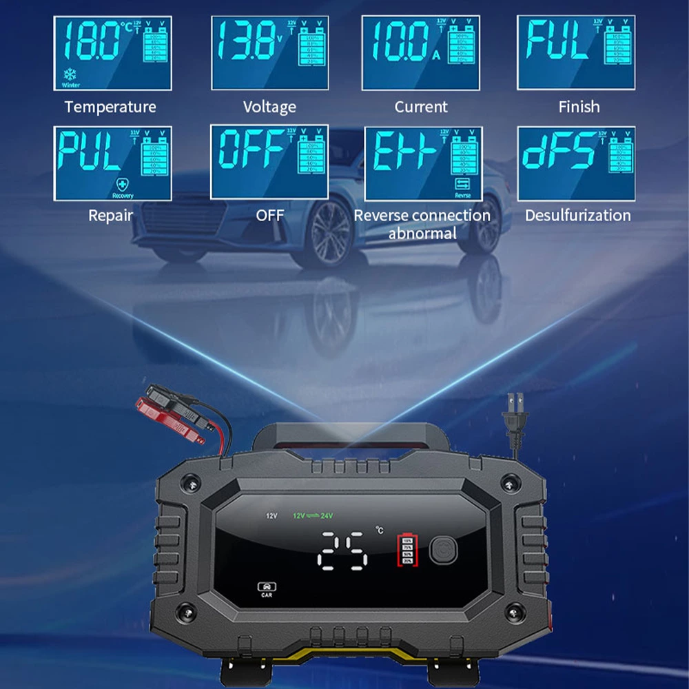 150W 12V 10A 24V 5A Car Battery Charger for Motorcycle and Truck Battery
