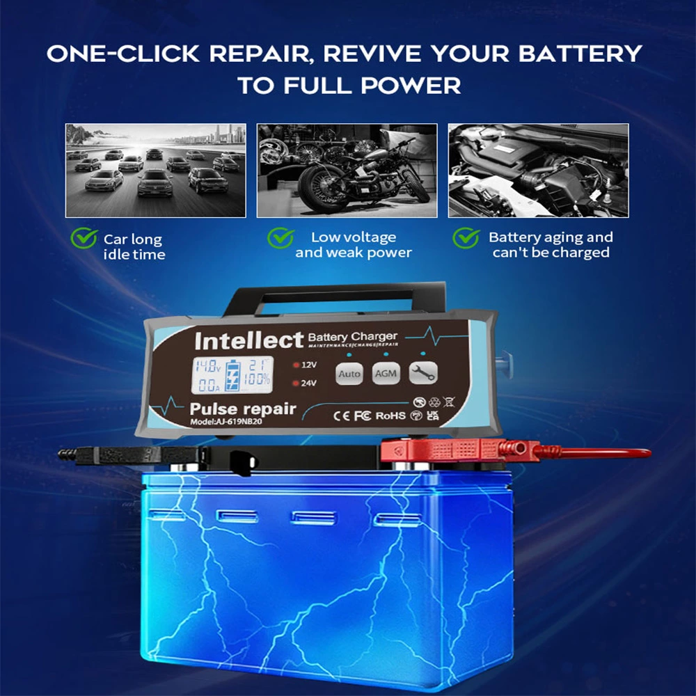 200W 12V/24V Smart Automatic Pulse Repair Battery Charger