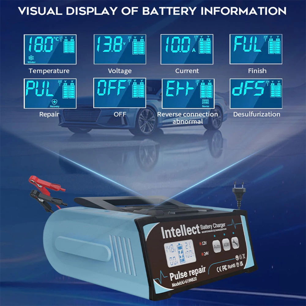 200W 12V/24V Smart Automatic Pulse Repair Battery Charger